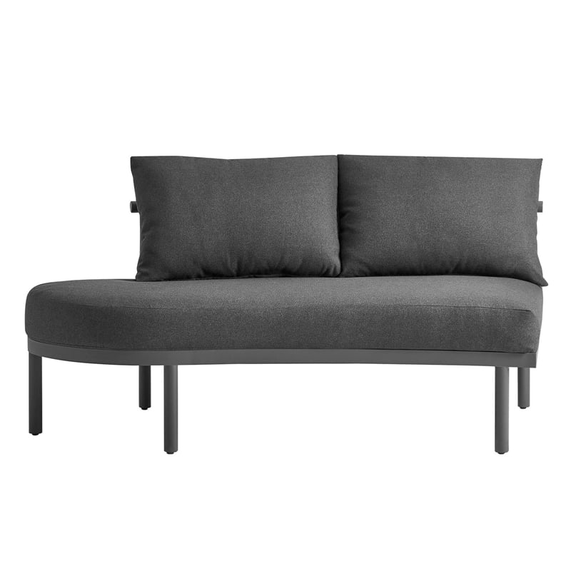 Modway Porta Left-Arm Facing Outdoor Aluminum Modular Piece in Charcoal Anthracite