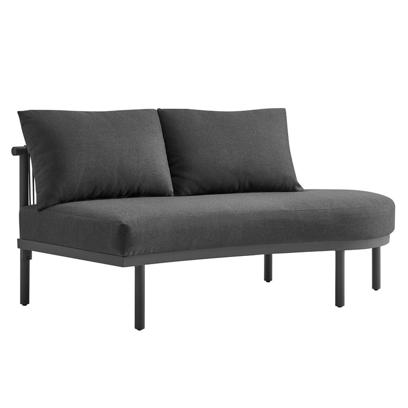 Modway Porta Right-Arm Facing Outdoor Aluminum Modular Piece in Charcoal Anthracite
