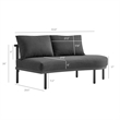 Modway Porta Right-Arm Facing Outdoor Aluminum Modular Piece in Charcoal Anthracite