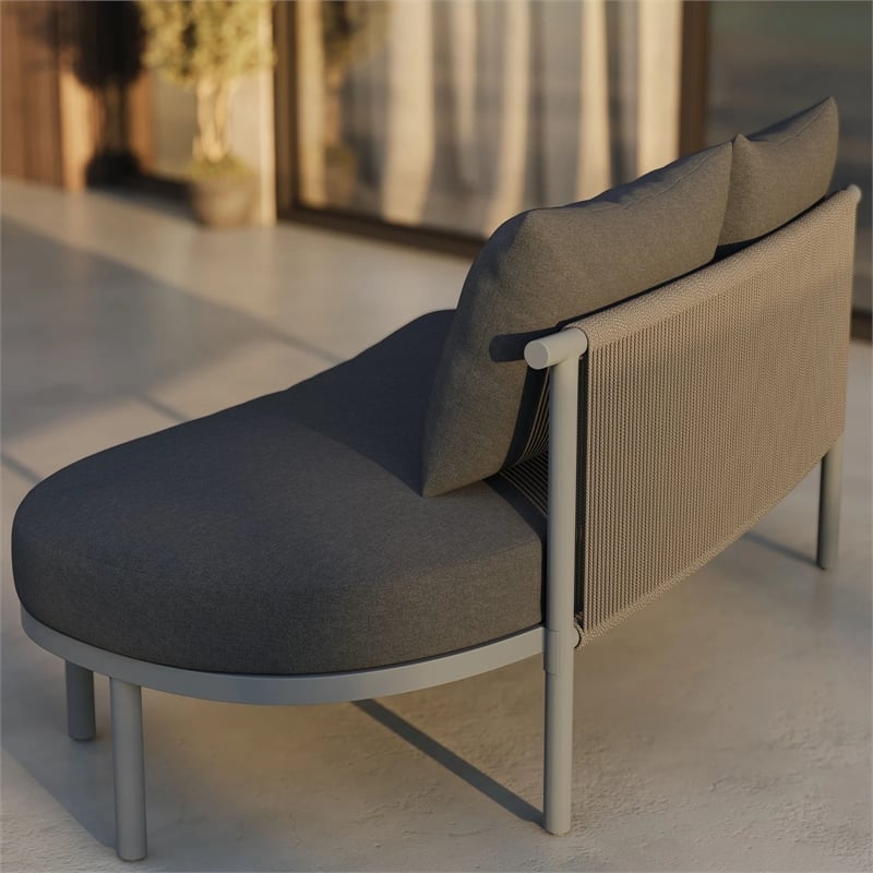Modway Porta Right-Arm Facing Outdoor Aluminum Modular Piece in Charcoal Anthracite