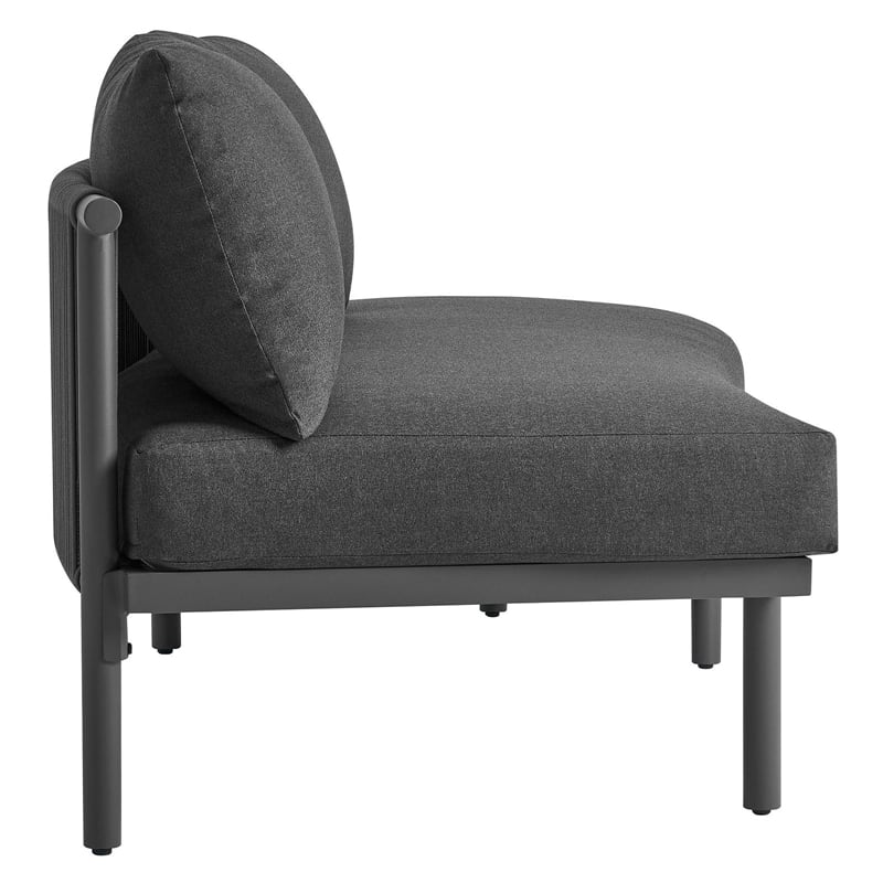 Modway Porta Right-Arm Facing Outdoor Aluminum Modular Piece in Charcoal Anthracite