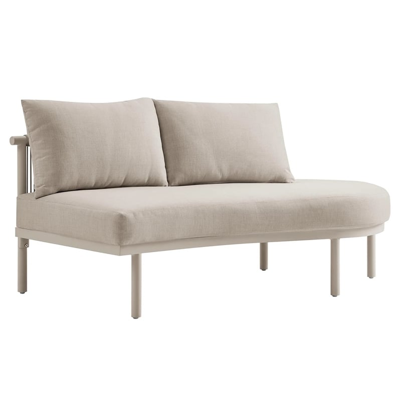 Modway Porta Right-Arm Facing Outdoor Aluminum Modular Piece in Khaki Stone