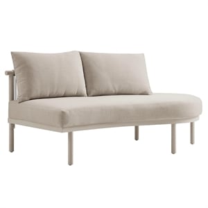 Modway Porta Right-Arm Facing Outdoor Aluminum Modular Piece in Khaki Stone