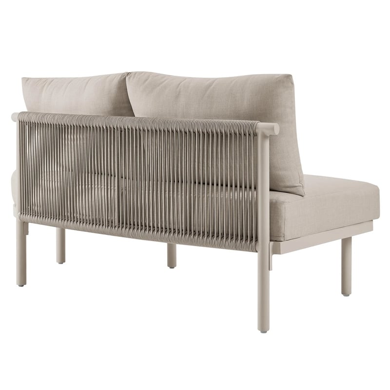Modway Porta Right-Arm Facing Outdoor Aluminum Modular Piece in Khaki Stone