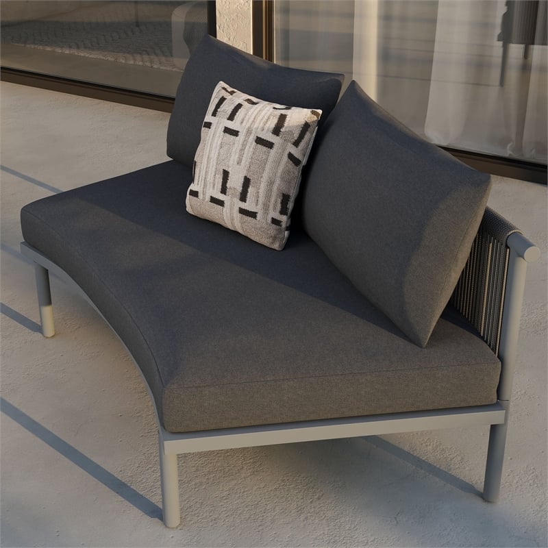 Modway Porta Armless Outdoor Aluminum Modular Piece in Charcoal Anthracite