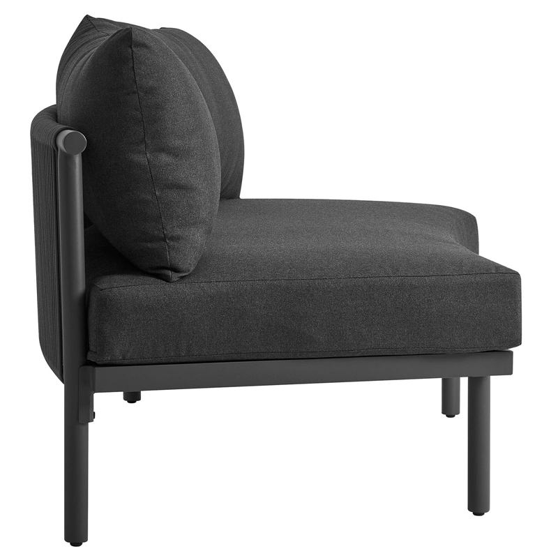 Modway Porta Armless Outdoor Aluminum Modular Piece in Charcoal Anthracite
