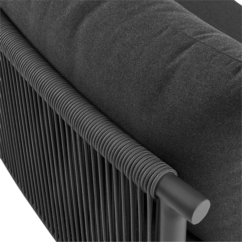 Modway Porta Armless Outdoor Aluminum Modular Piece in Charcoal Anthracite