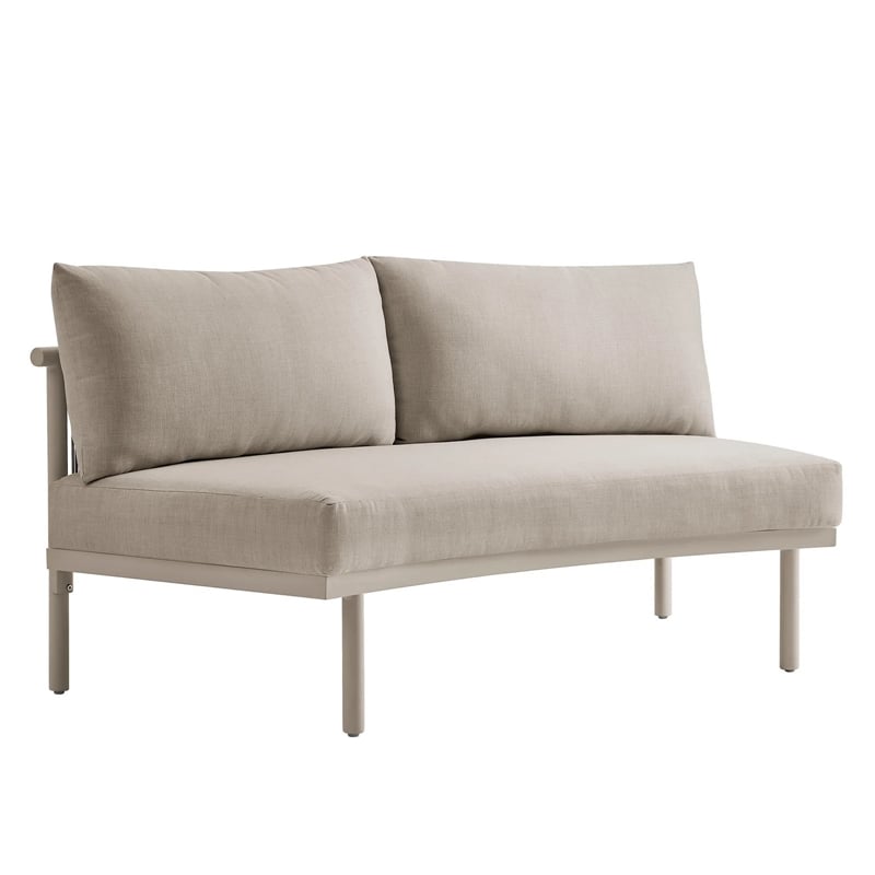 Modway Porta Armless Outdoor Aluminum Modular Piece in Khaki Stone