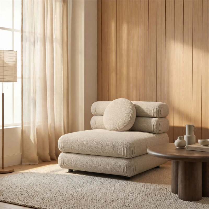 Modway Jubilee Upholstered Modular Armless Chair in Linen
