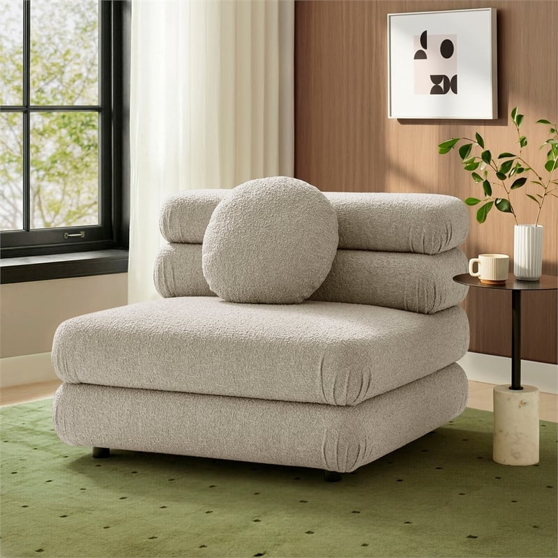 Modway Jubilee Upholstered Modular Armless Chair in Linen