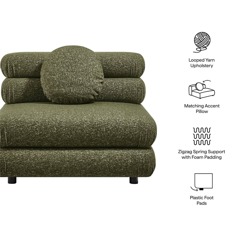 Modway Jubilee Upholstered Modular Armless Chair in Olive