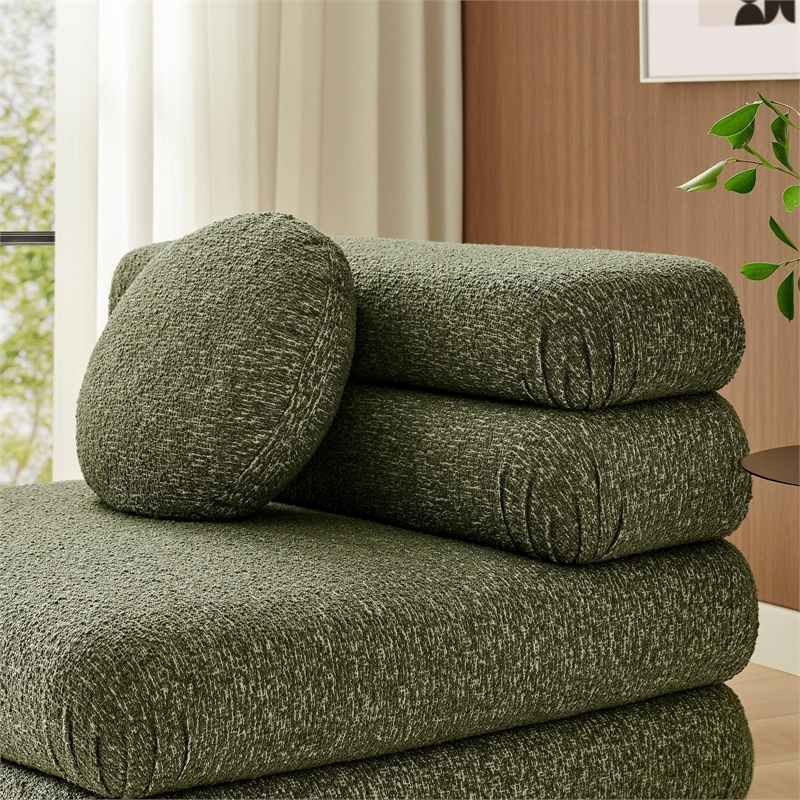 Modway Jubilee Upholstered Modular Armless Chair in Olive