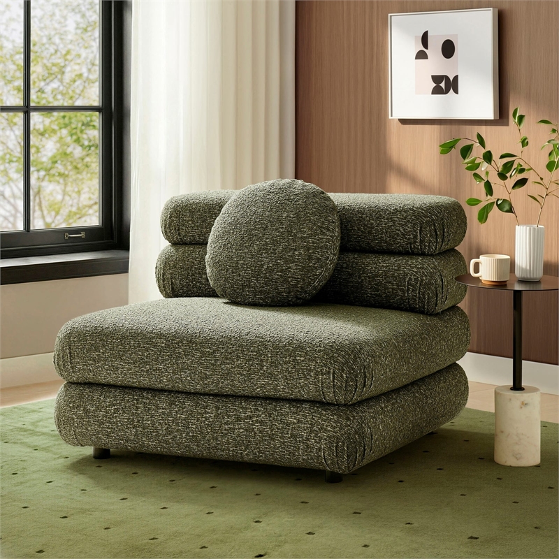 Modway Jubilee Upholstered Modular Armless Chair in Olive