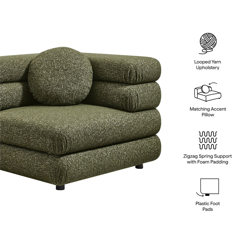 Modway Jubilee Upholstered Modular Corner Chair in Olive