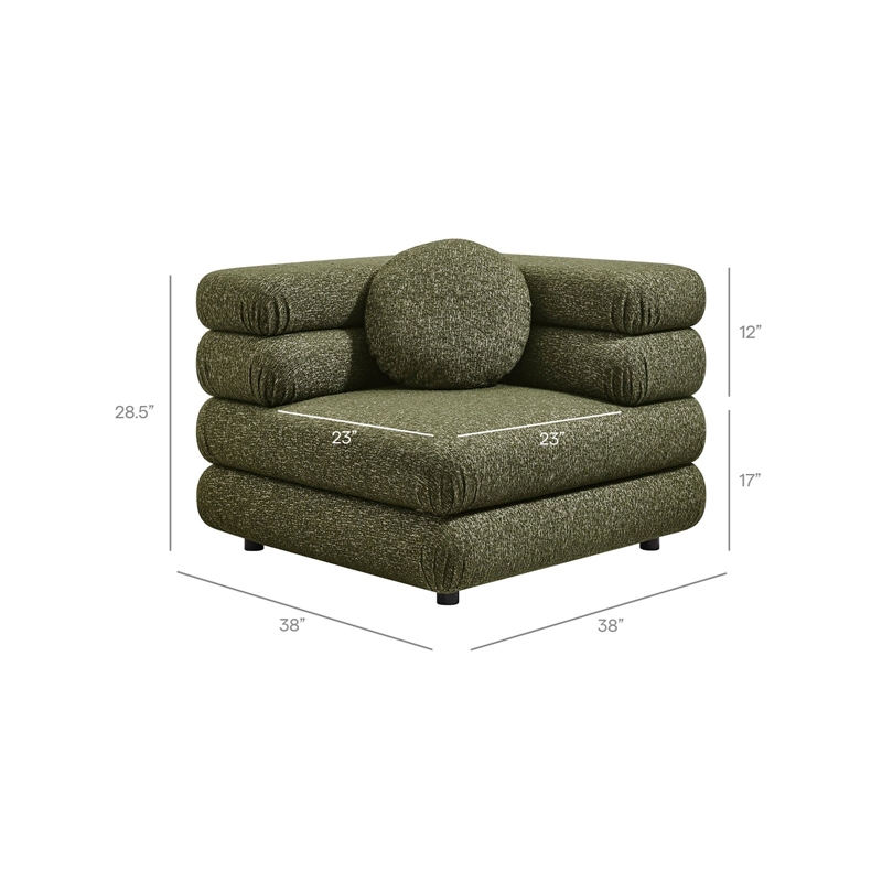 Modway Jubilee Upholstered Modular Corner Chair in Olive
