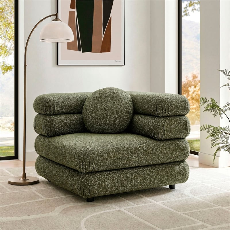 Modway Jubilee Upholstered Modular Corner Chair in Olive