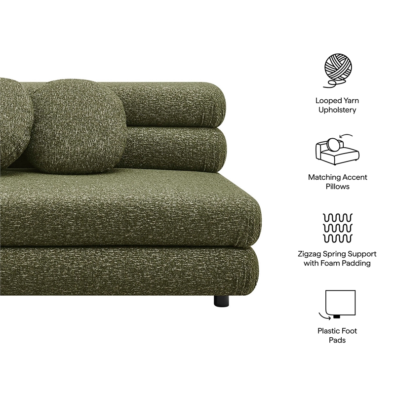 Jubilee Upholstered Modular Armless Loveseat in Olive