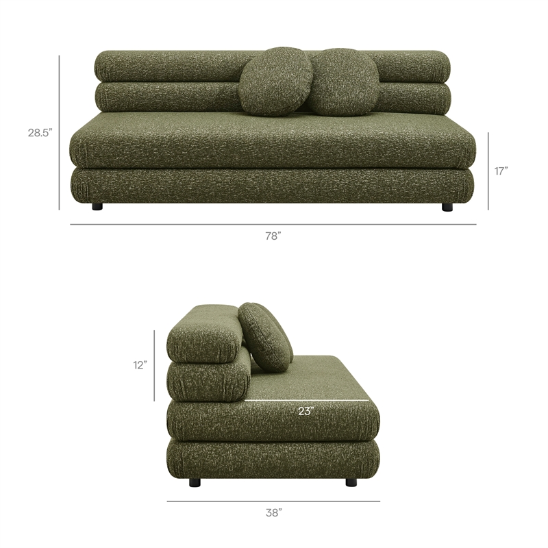 Jubilee Upholstered Modular Armless Loveseat in Olive