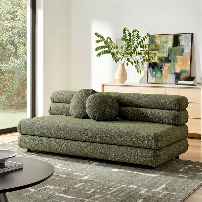 Jubilee Upholstered Modular Armless Loveseat in Olive