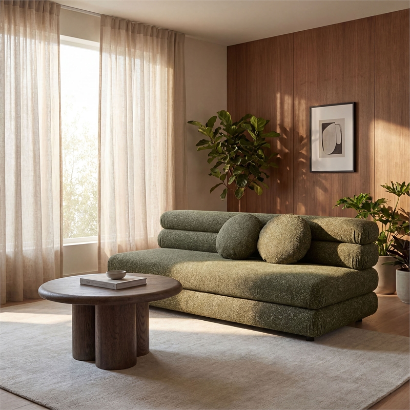 Jubilee Upholstered Modular Armless Loveseat in Olive