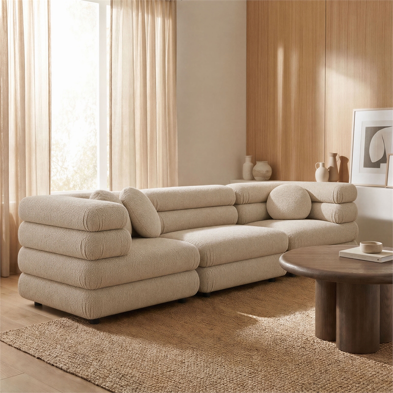 Jubilee 3-Piece Upholstered 3-Piece Modular Sofa Set in Linen