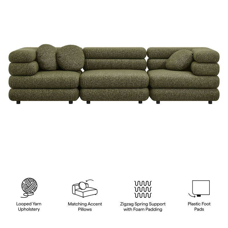 Jubilee 3-Piece Upholstered 3-Piece Modular Sofa Set in Olive