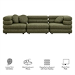 Jubilee 3-Piece Upholstered 3-Piece Modular Sofa Set in Olive