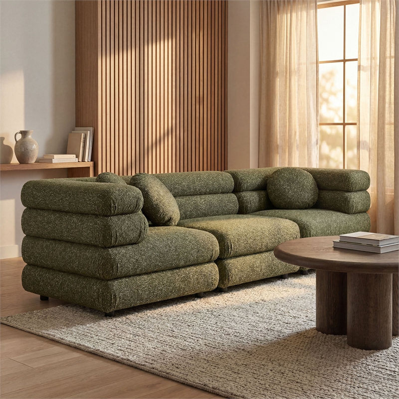 Jubilee 3-Piece Upholstered 3-Piece Modular Sofa Set in Olive