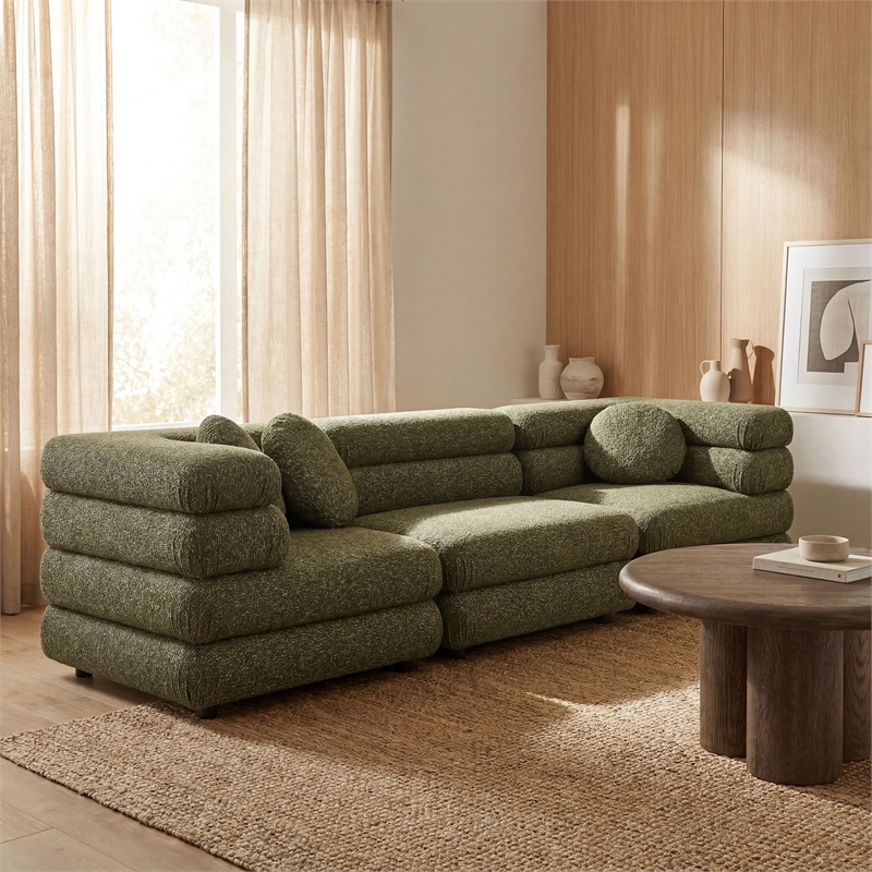 Jubilee 3-Piece Upholstered 3-Piece Modular Sofa Set in Olive