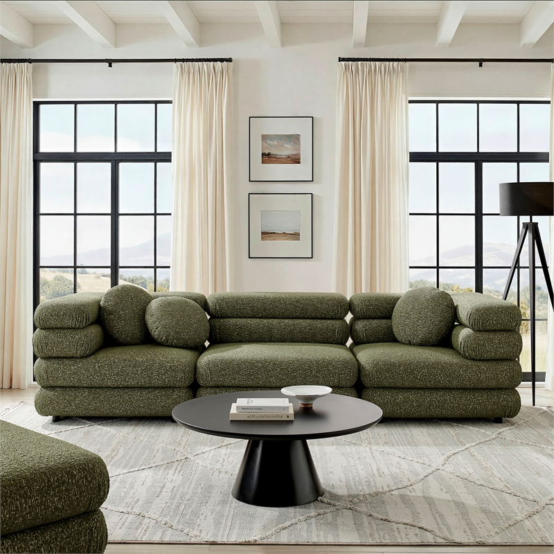Jubilee 3-Piece Upholstered 3-Piece Modular Sofa Set in Olive