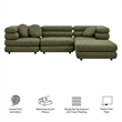 Jubilee 4-Piece Upholstered Modular Sofa Set in Olive