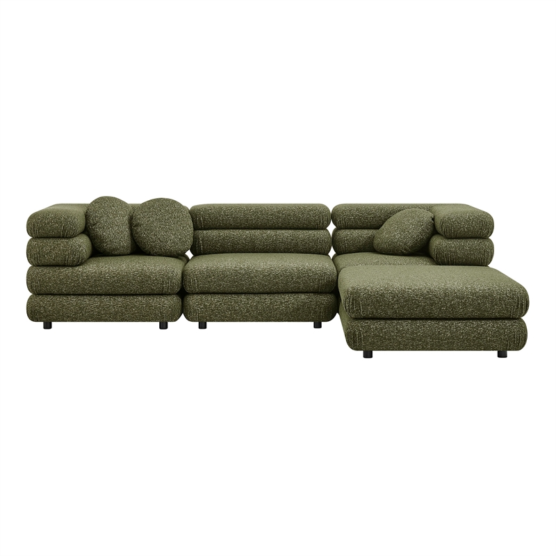 Jubilee 4-Piece Upholstered Modular Sofa Set in Olive