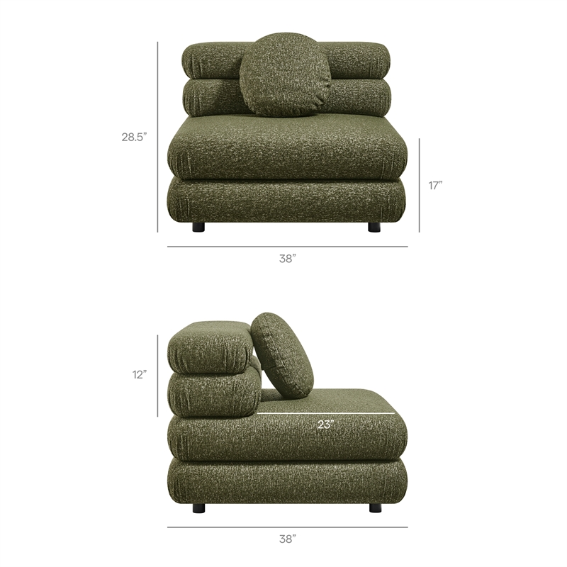 Jubilee 4-Piece Upholstered Modular Sofa Set in Olive