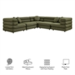 Jubilee 5-Piece Upholstered Modular L-Shaped Sofa Set in Olive