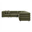 Jubilee 5-Piece Upholstered Modular L-Shaped Sofa Set in Olive