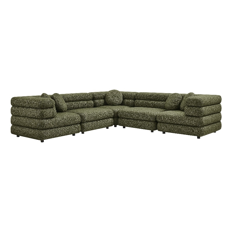 Jubilee 5-Piece Upholstered Modular L-Shaped Sofa Set in Olive