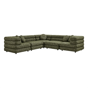 Jubilee 5-Piece Upholstered Modular L-Shaped Sofa Set in Olive
