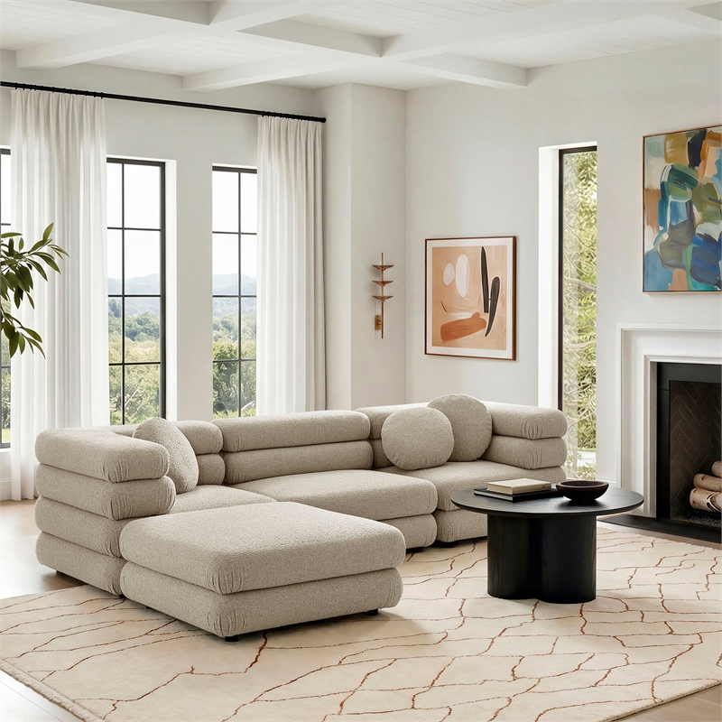 Jubilee 4-Piece Upholstered Modular Sofa Set in Linen