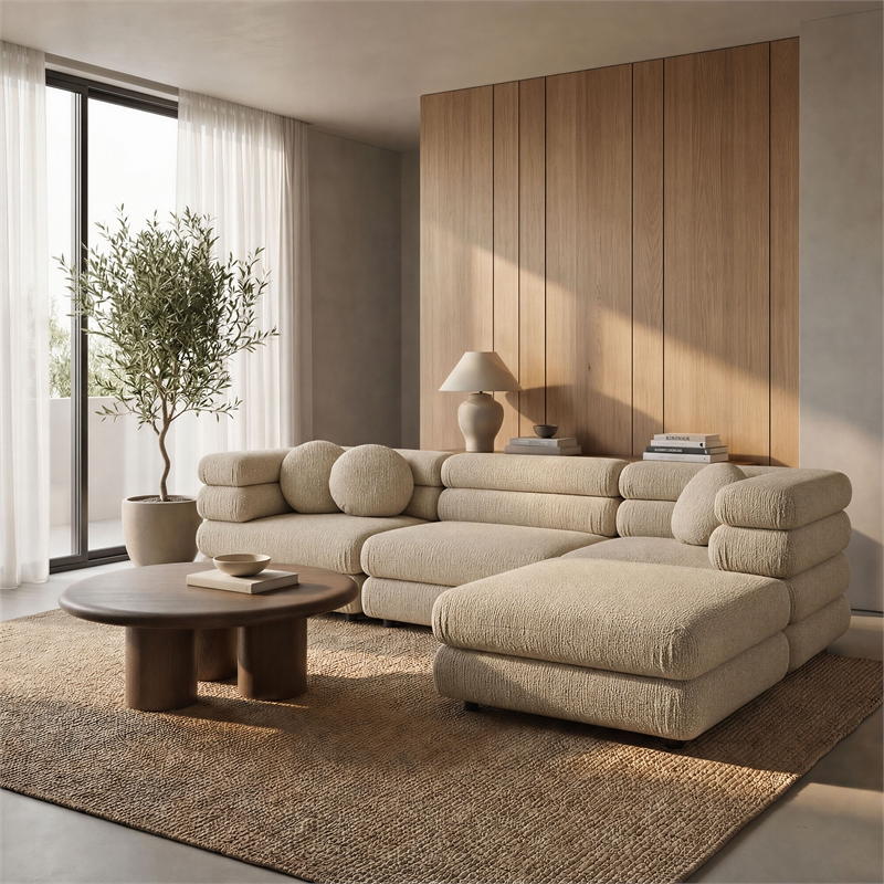 Jubilee 4-Piece Upholstered Modular Sofa Set in Linen