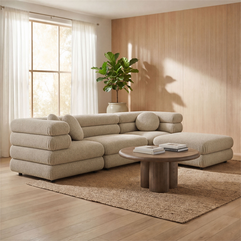 Jubilee 4-Piece Upholstered Modular Sofa Set in Linen