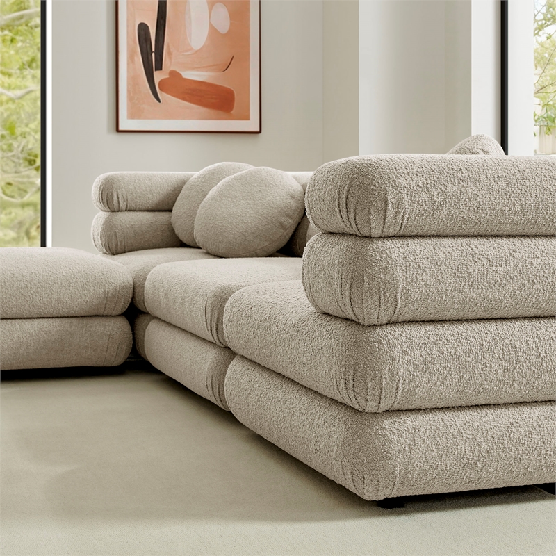 Jubilee 4-Piece Upholstered Modular Sofa Set in Linen