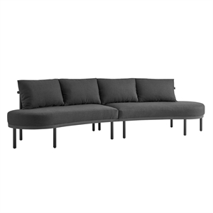 Modway Porta 2 Piece Outdoor Aluminum Modular Sofa in Charcoal Anthracite