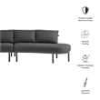 Modway Porta 2 Piece Outdoor Aluminum Modular Sofa in Charcoal Anthracite