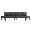 Modway Porta 2 Piece Outdoor Aluminum Modular Sofa in Charcoal Anthracite