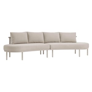 Modway Porta 2 Piece Outdoor Aluminum Modular Sofa in Khaki Stone