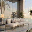 Modway Porta 2 Piece Outdoor Aluminum Modular Sofa in Khaki Stone