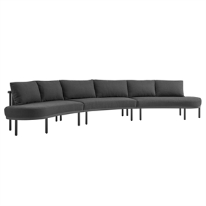 Modway Porta 3 Piece Outdoor Aluminum Modular Sofa in Charcoal Anthracite