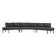 Modway Porta 3 Piece Outdoor Aluminum Modular Sofa in Charcoal Anthracite