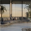 Modway Porta 3 Piece Outdoor Aluminum Modular Sofa in Charcoal Anthracite