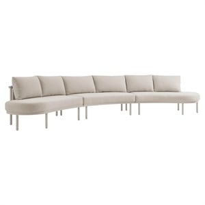 Modway Porta 3 Piece Outdoor Aluminum Modular Sofa in Khaki Stone